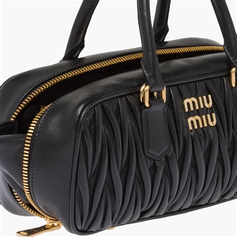 Miu Miu Arcadie Matelasse Nappa Leather Bag Black.